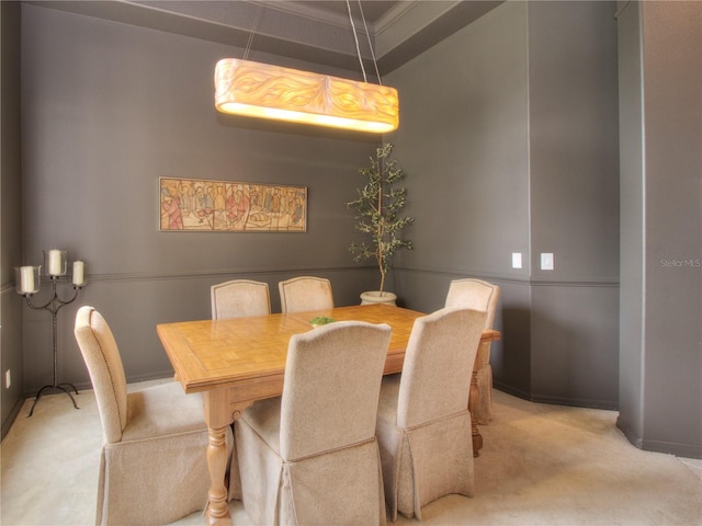 dining area with carpet