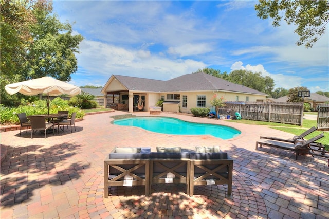 view of pool with an outdoor hangout area and a patio area