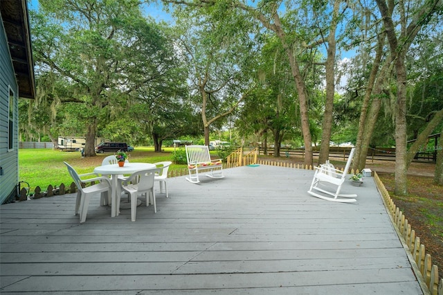 deck with a lawn