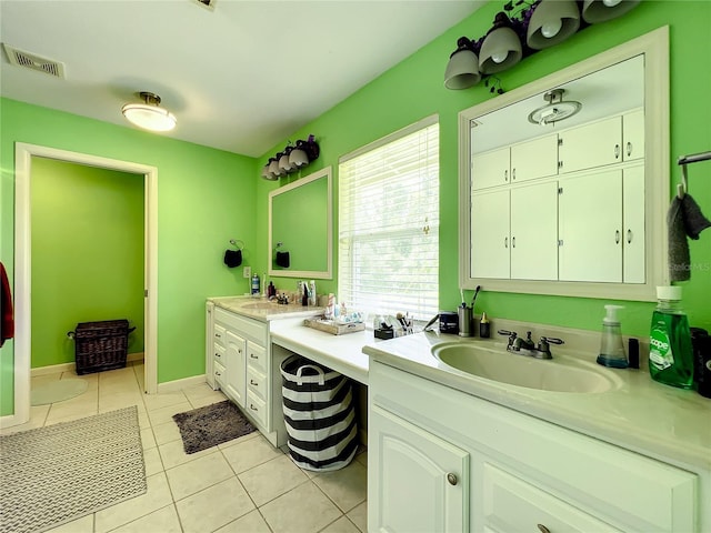 bathroom featuring vanity and tile patterned flooring