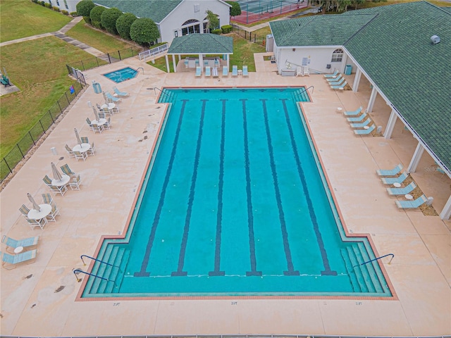 view of pool featuring a gazebo and a patio area