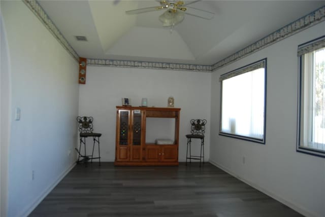 5495 NW 23rd Pl, Ocala, FL 34482 - empty room with ceiling fan, plenty of natural light, visible vents, and wood finished floors