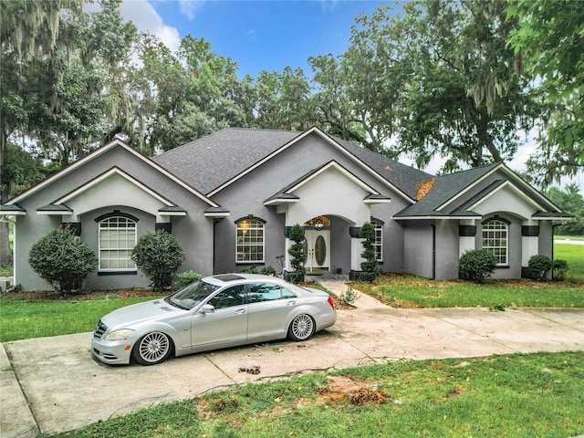 ranch-style house featuring a front yard