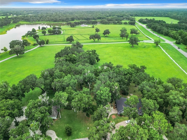 aerial view with a water view and a rural view