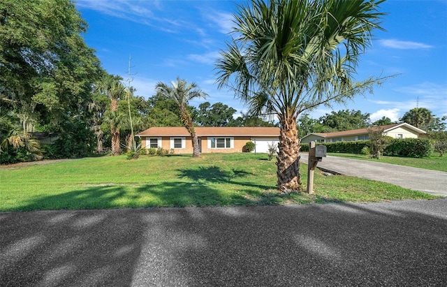 ranch-style house featuring a front lawn