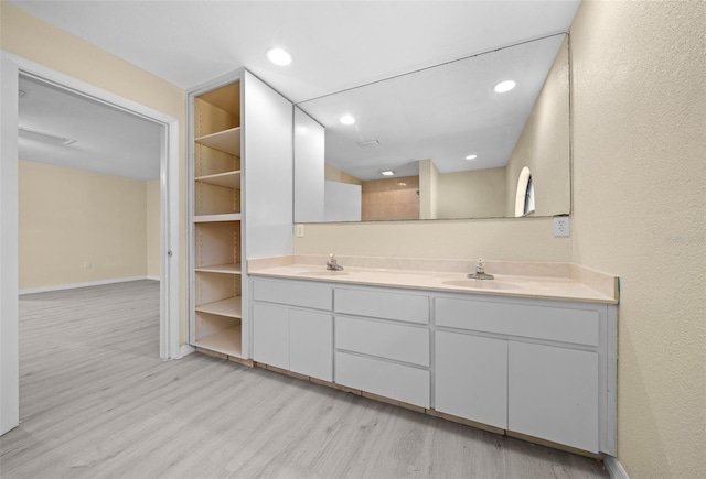 bathroom featuring wood-type flooring and vanity