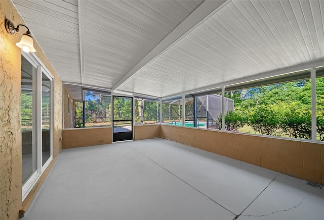 view of unfurnished sunroom