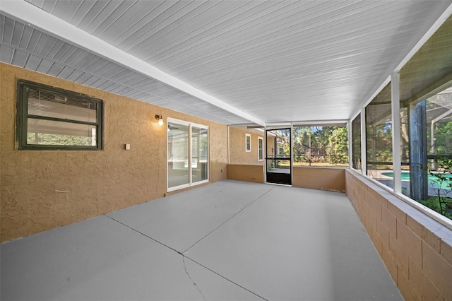 view of unfurnished sunroom