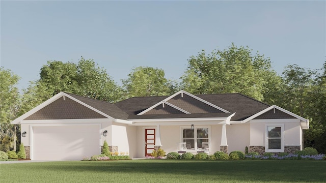 TBD Bay Court, Ocklawaha, FL 32179 - view of front of property featuring a front yard, stone siding, stucco siding, a garage, and a porch