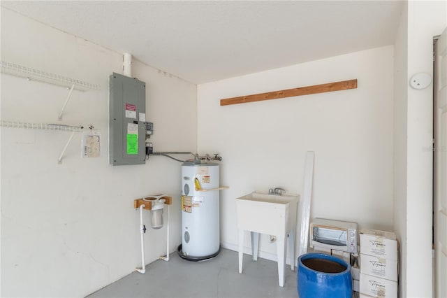2260 NW 51st Ter, Ocala, FL 34482 - utilities with water heater, electric panel, and a sink