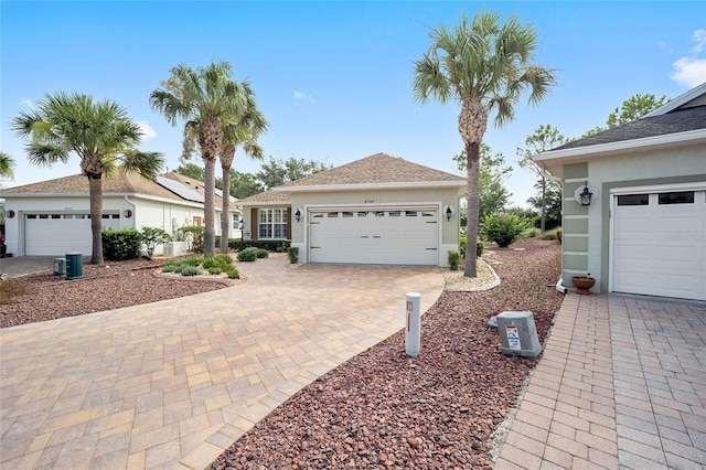 single story home with a garage