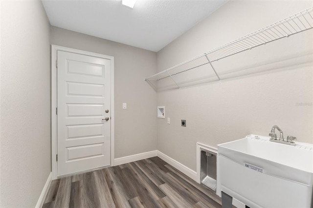 4444 SW 118th Ter, Ocala, FL 34481 - laundry room featuring washer hookup, dark wood-type flooring, hookup for an electric dryer, and baseboards