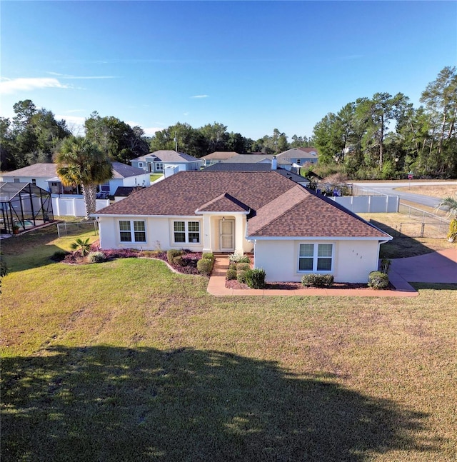 view of front of home with a front yard