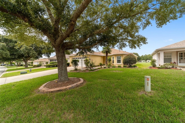 view of front of property with a front lawn