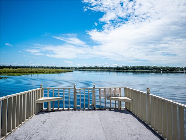 exterior space featuring a water view