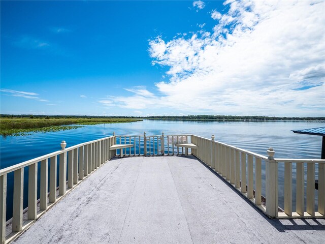 view of dock featuring a water view