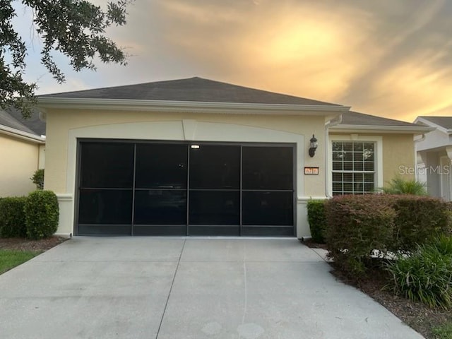 exterior space with a garage