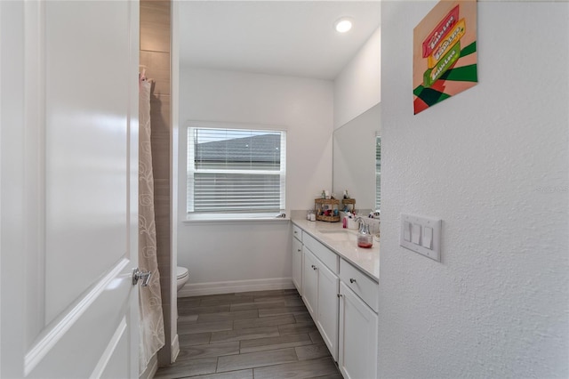 bathroom with toilet and vanity