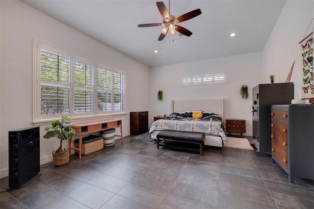 bedroom featuring ceiling fan