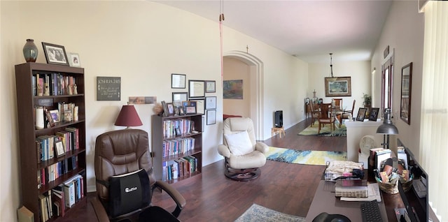 sitting room with hardwood / wood-style floors