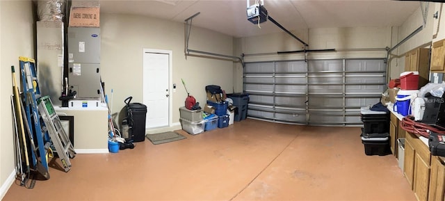 garage with heating unit and a garage door opener