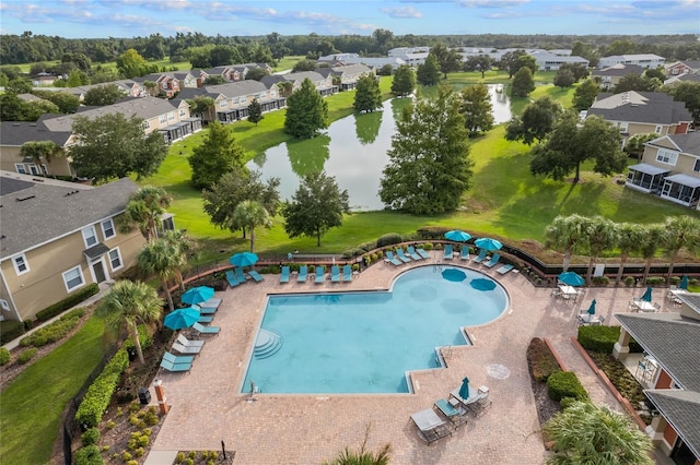 view of pool featuring a patio