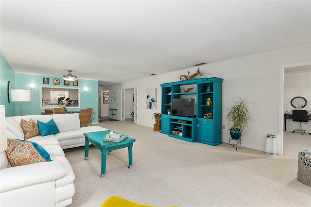 living room with carpet flooring