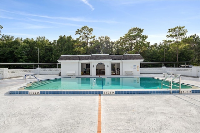 view of pool featuring a patio area