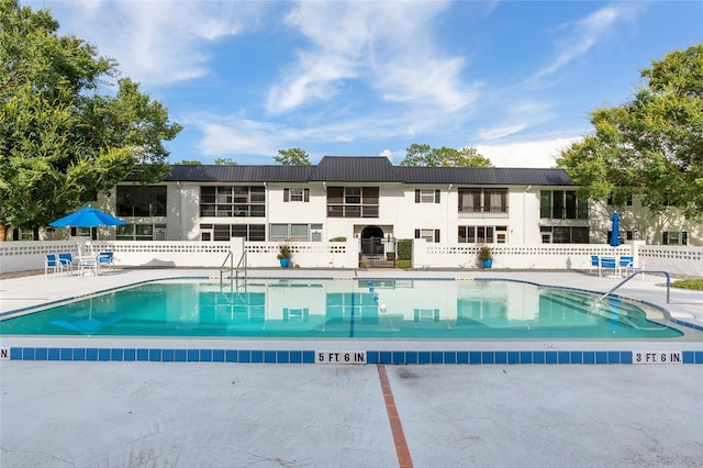 view of pool featuring a patio area