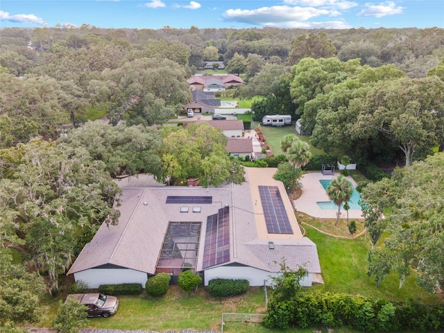 drone / aerial view with a forest view