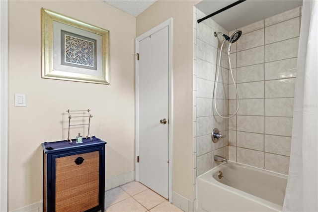 bathroom featuring tile patterned floors and shower / bathtub combination with curtain