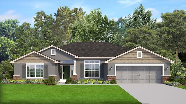 view of front facade with a garage and a front yard