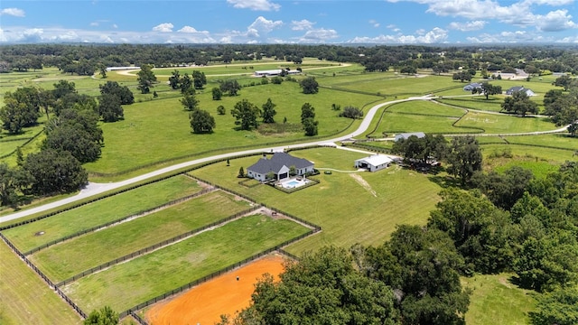 drone / aerial view with a rural view