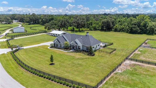 drone / aerial view with a rural view