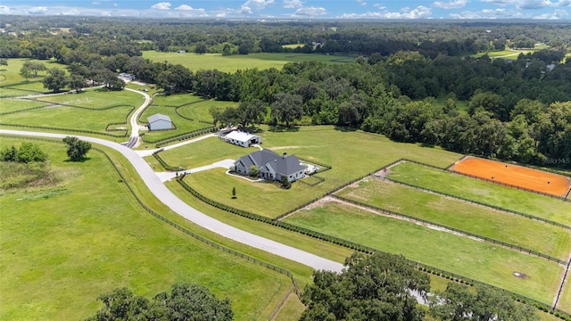 birds eye view of property with a rural view