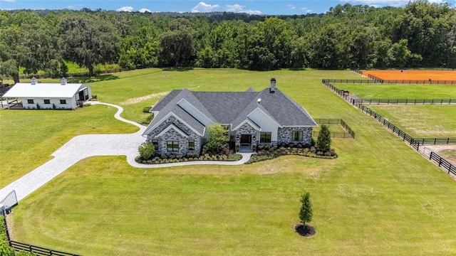 drone / aerial view featuring a rural view