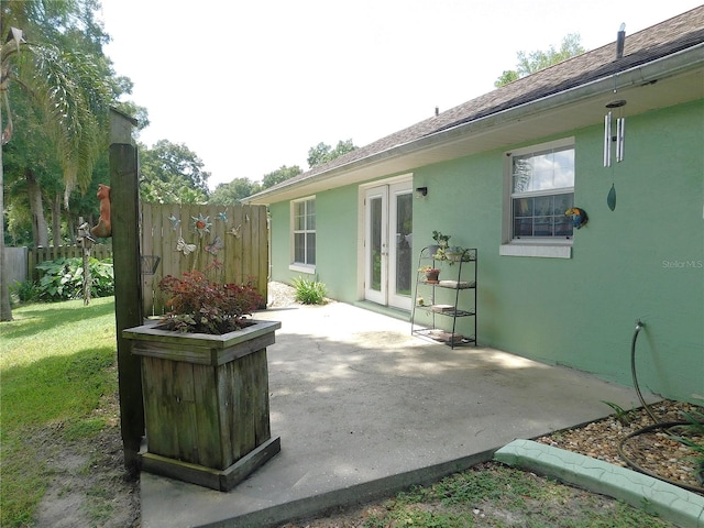 view of patio featuring french doors