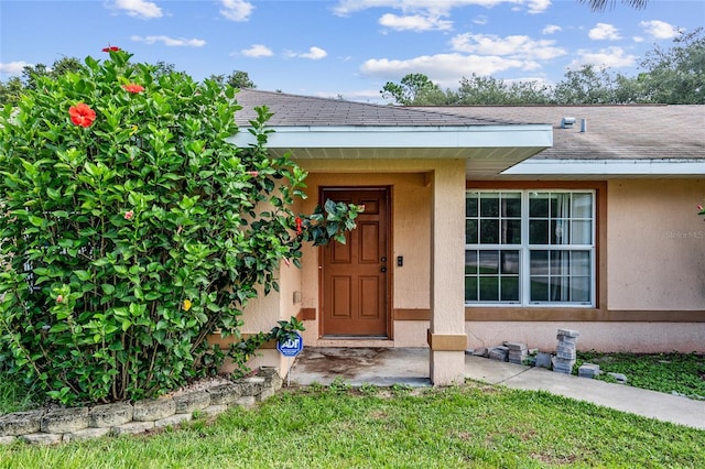 entrance to property with a yard