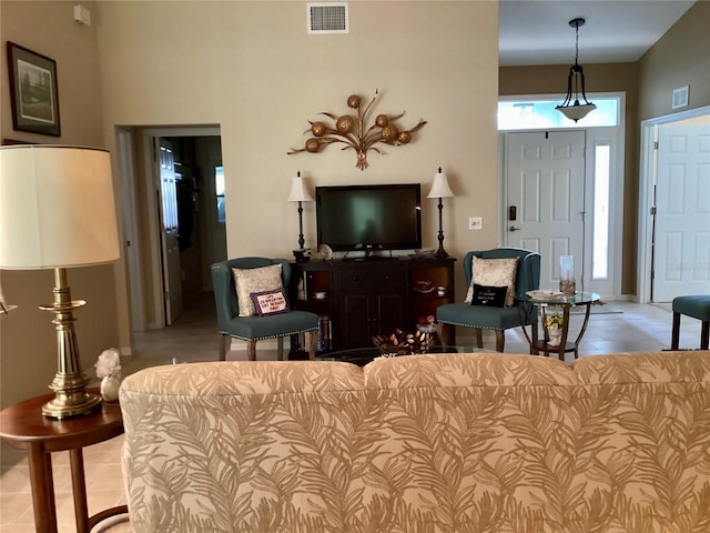 view of tiled living room