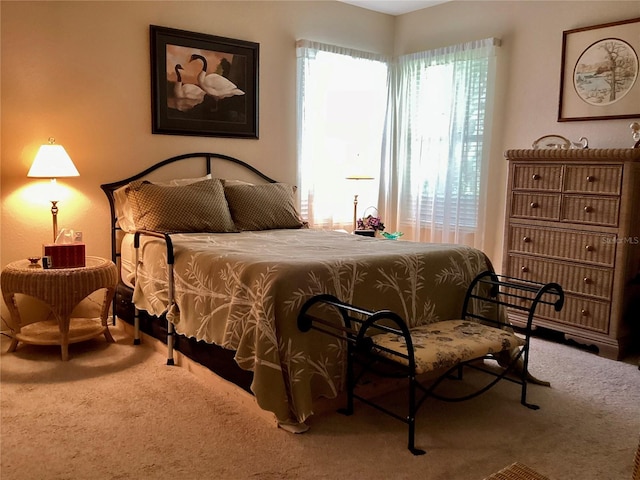 carpeted bedroom with multiple windows