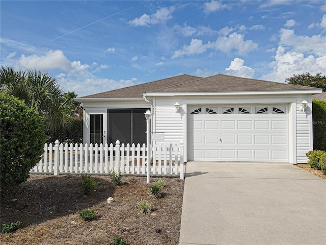 ranch-style home with a garage