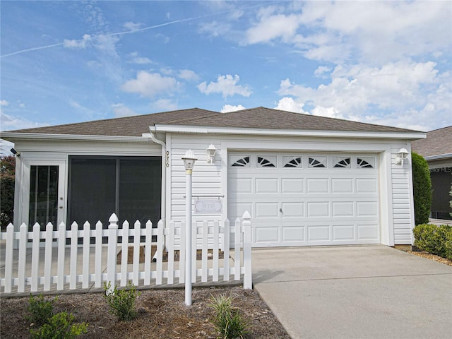 single story home featuring a garage