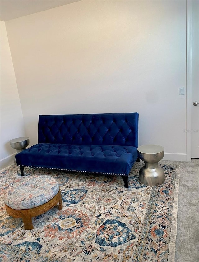 living room with light colored carpet