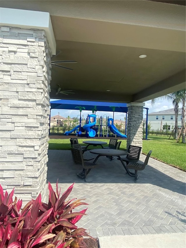 view of patio / terrace with a playground