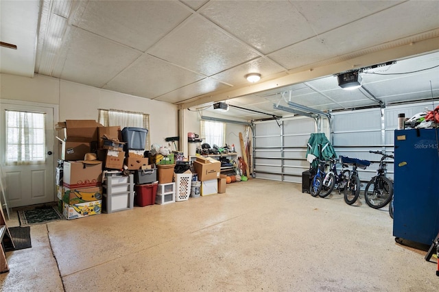 garage with a garage door opener