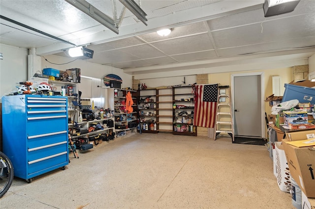 garage with a garage door opener