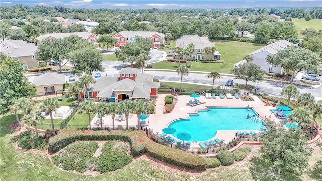 view of swimming pool with a patio