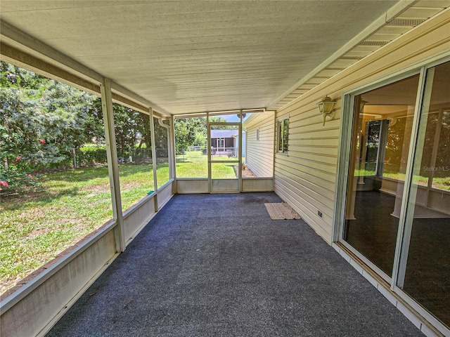 view of unfurnished sunroom