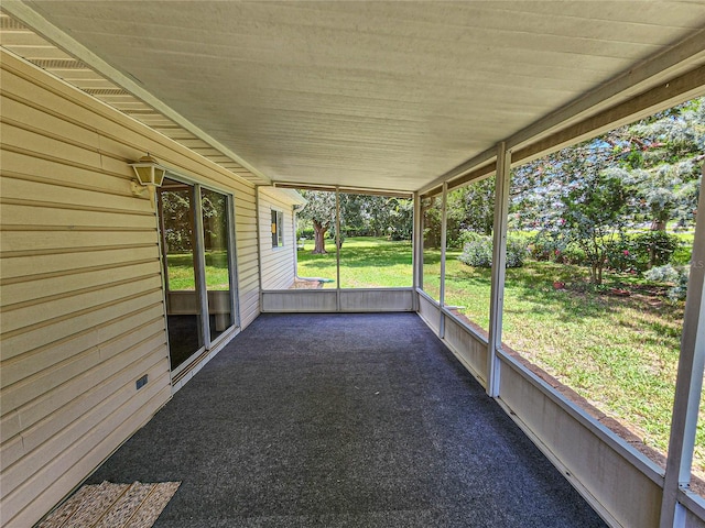 view of unfurnished sunroom