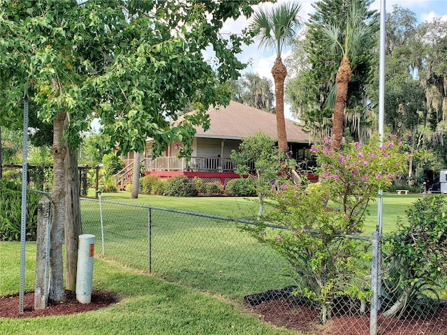 view of yard with a deck